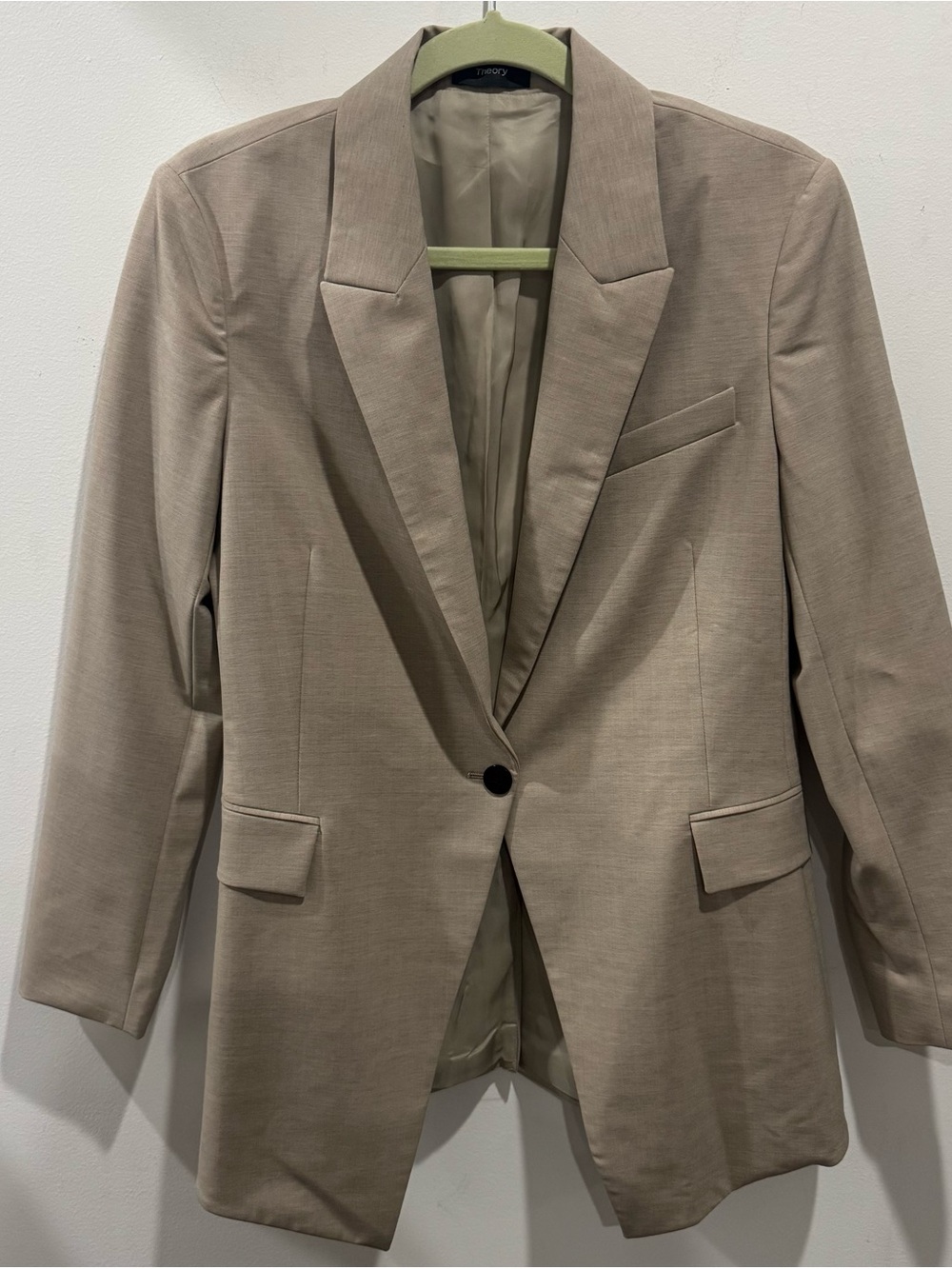 Theory Taupe One-Button Tailored Blazer sz 8